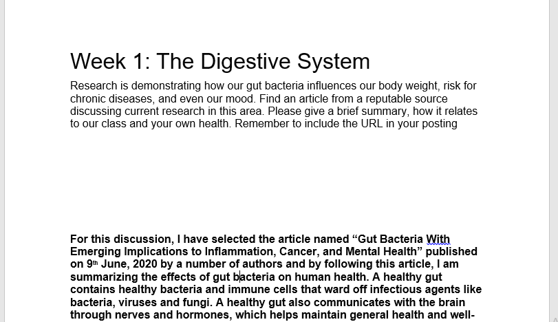 Week 1: The Digestive System